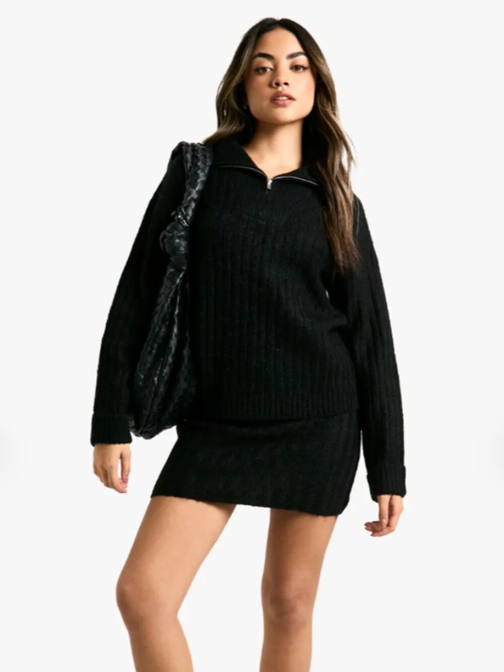 Brand New Boohoo Soft Knit Jumper And Mini Skirt Set